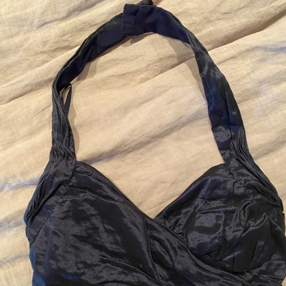 Navy Metallic halter BCBG cocktail dress - Picture 6 of 8